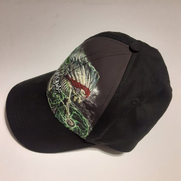 75th Sturgis Motorcycle Rally 2015 Skeleton Indian Chief Hat/Cap OSFM - Picture 4 of 9